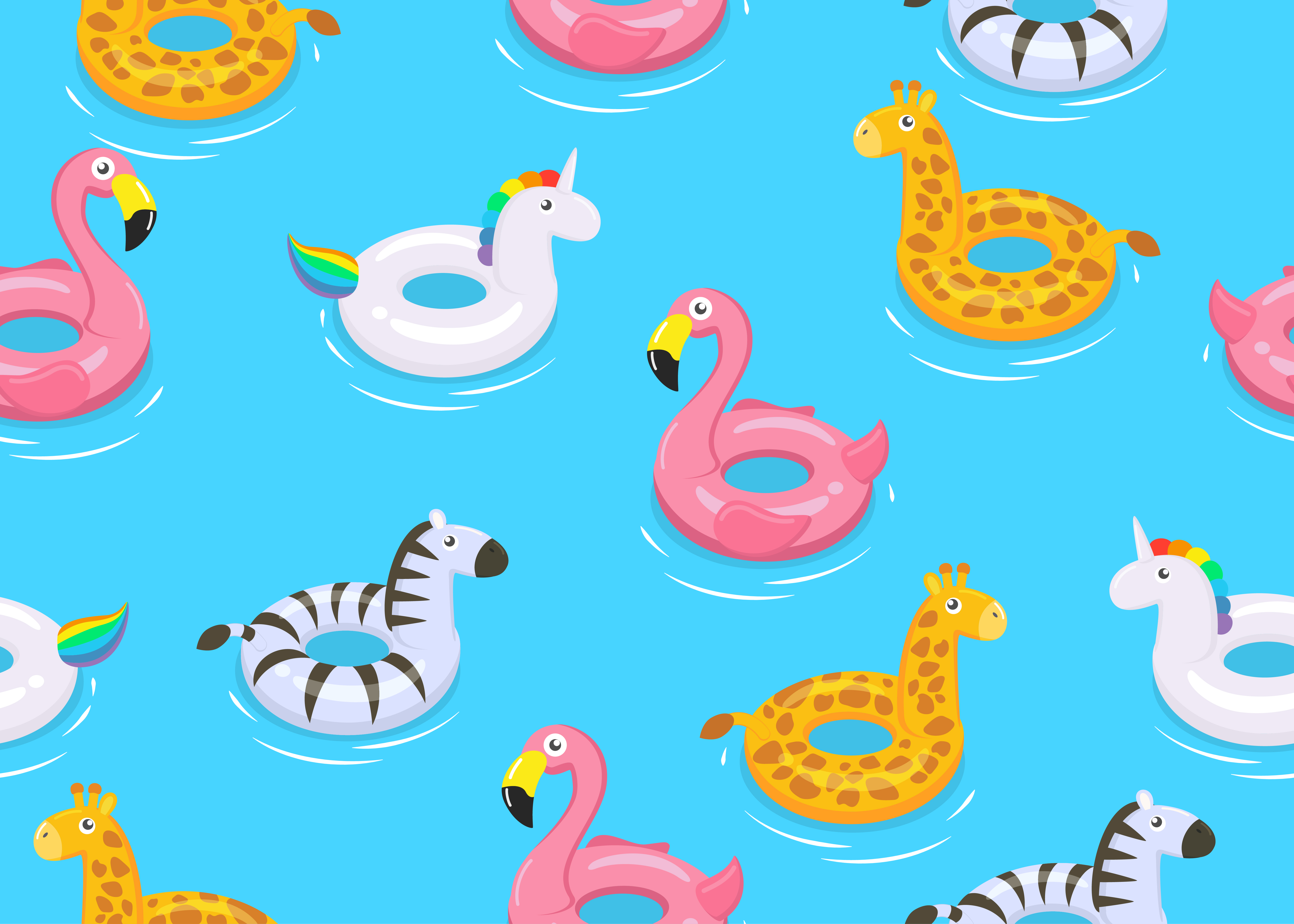 Seamless Pattern Of Colorful Animals Floats Cute Kids Toys On Blue Background Vector Illustration 656400 Vector Art At Vecteezy