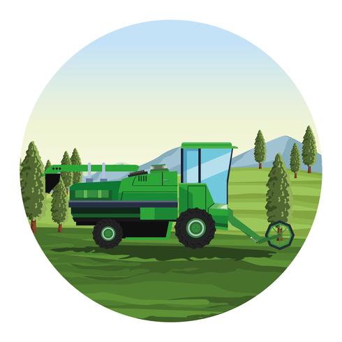 Farm seeding tractor vector