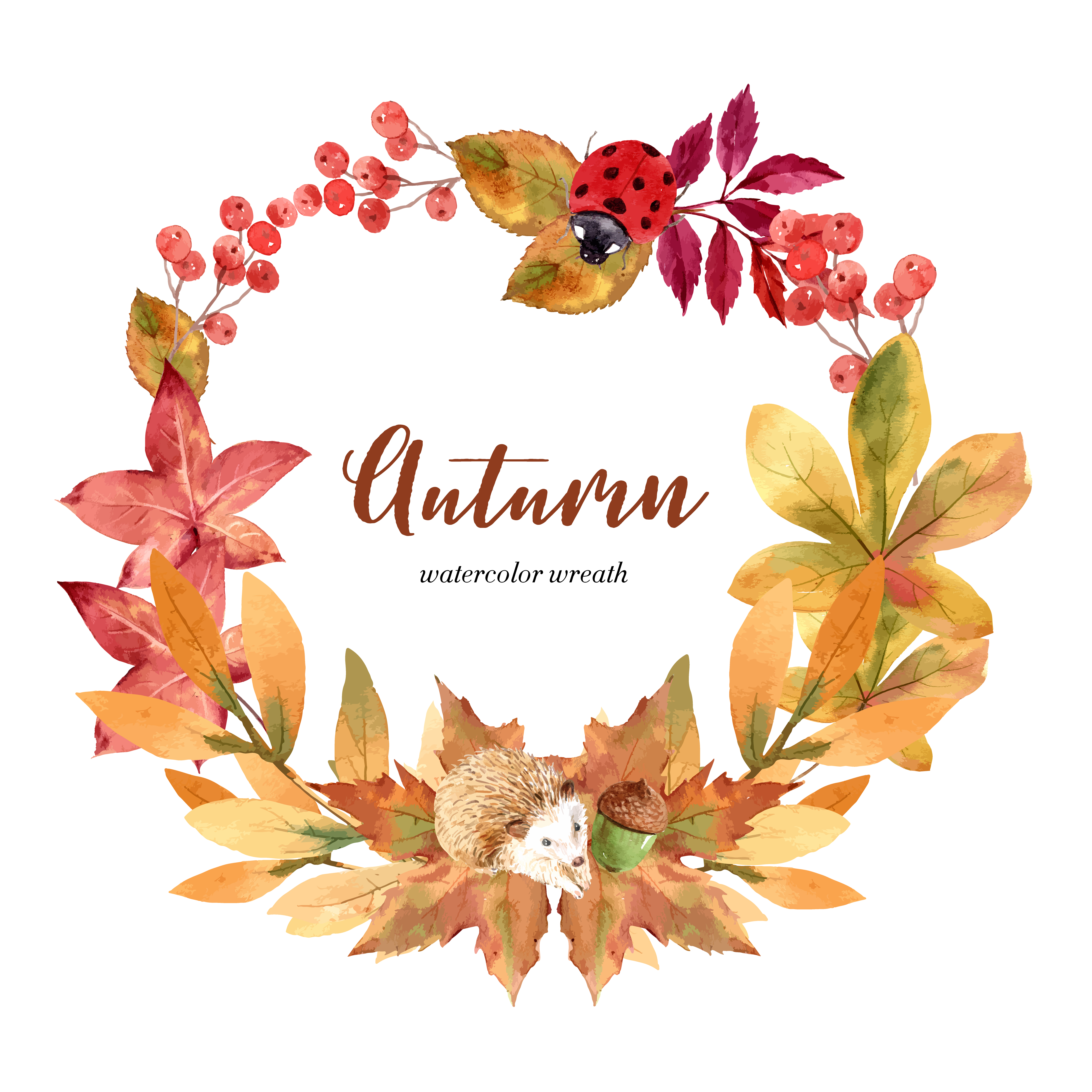 autumn-season-wreath-frame-with-leaves-and-animal-autumn-greetings