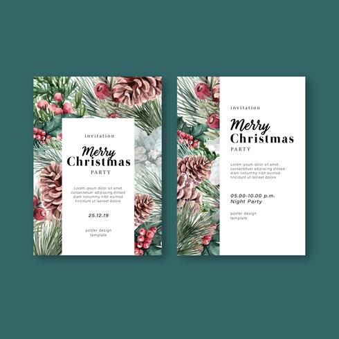 Winter floral blooming elegant wedding invitation card for decoration vintage beautiful, creative watercolor vector illustration design