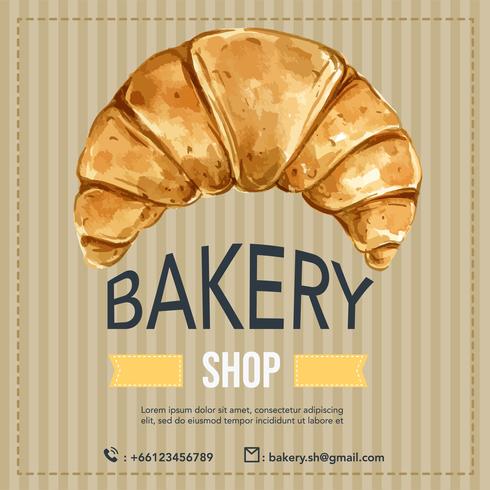 Bakery Social media template. Bread and bun collection. home made , creative watercolor vector illustration design