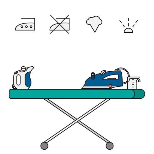 Isolated steam iron icon and beaker vector