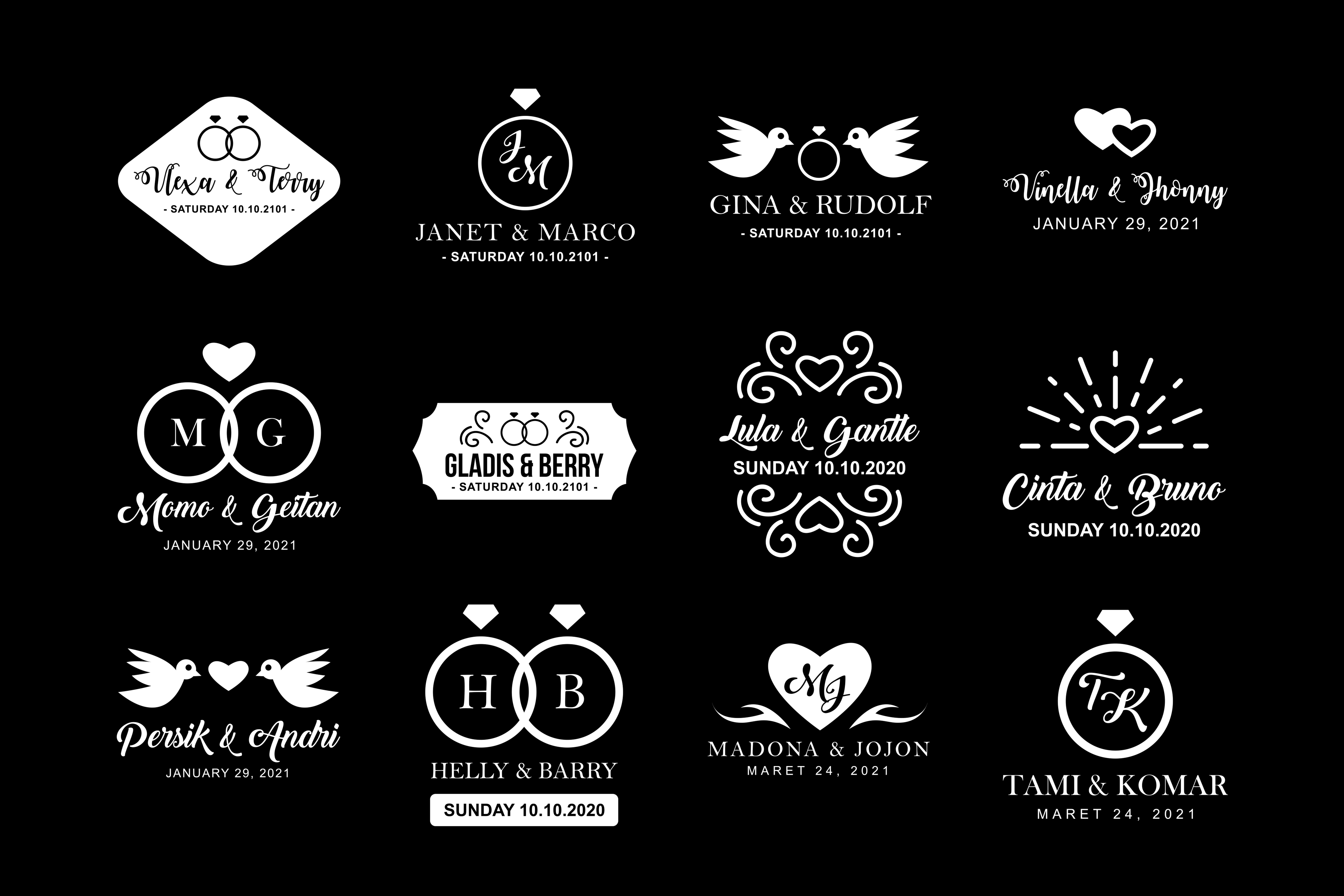 Wedding Logo and badge, good for print 656644 Vector Art at Vecteezy