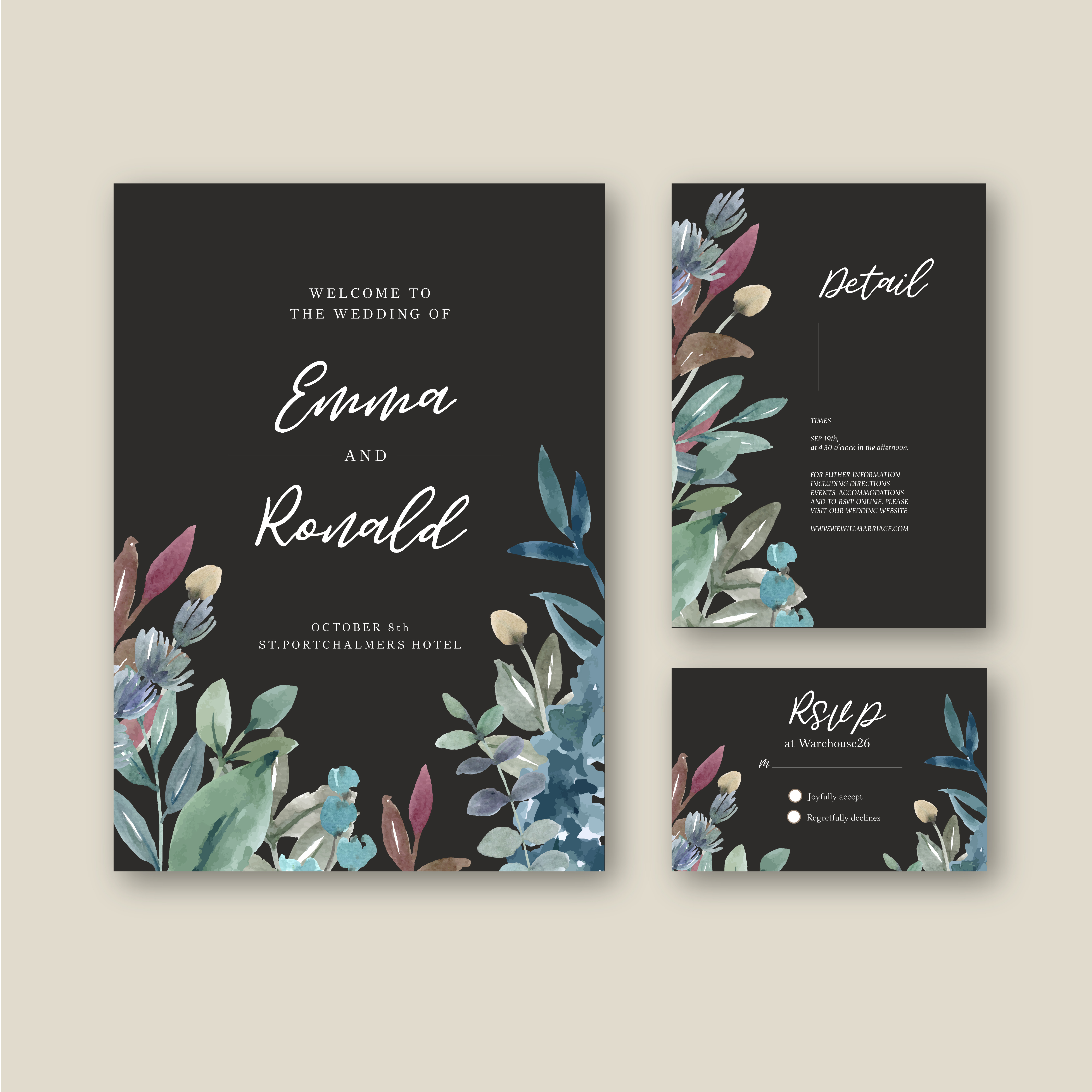 Happy Wedding card floral garden invitation card marriage ...
