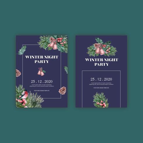 Winter floral blooming elegant wedding invitation card for decoration vintage beautiful, creative watercolor vector illustration design