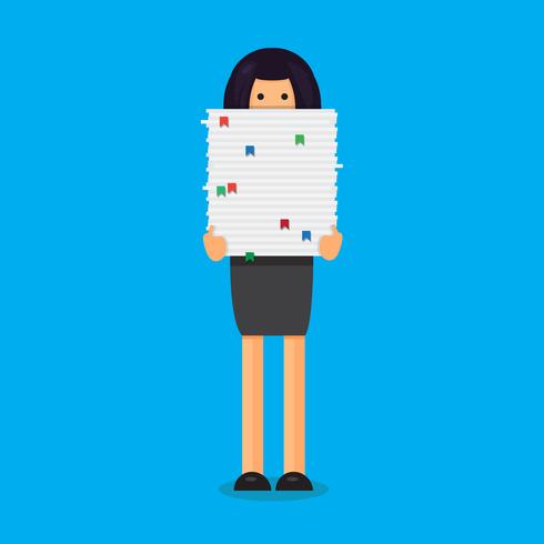 Worker with stack of papers vector