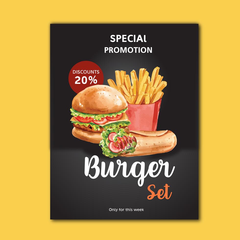 Fast food restaurant poster design for decor restaurant look appetizing