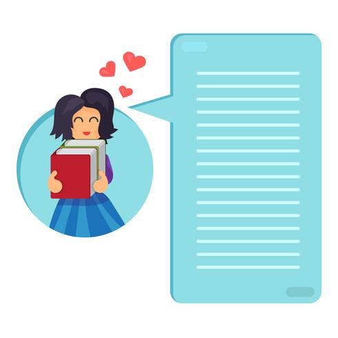 Girl hugging books vector