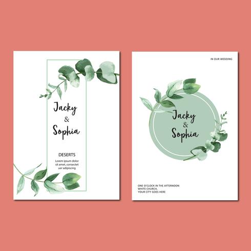 Spring Invitation card with floral maple and leaves. freshness botanical,thanks card, mothers day flower watercolor vector illustration design