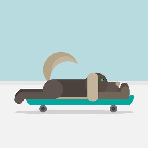 Dog sitting on a skateboard vector