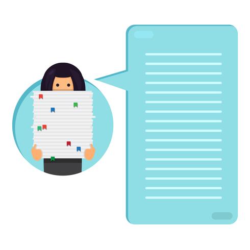 Worker with stack of papers vector