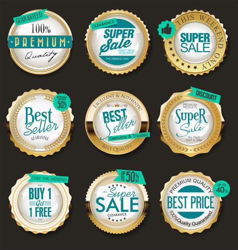 Luxury premium golden badges and labels vector