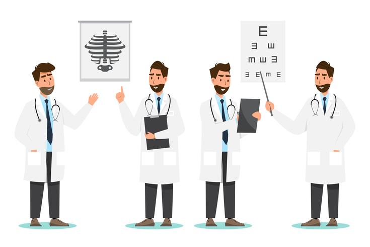 Set of doctor cartoon characters. Medical staff team concept in hospital vector