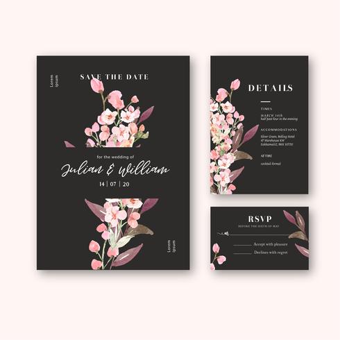 Matrimonio Felice Della Carta Dell 39 Invito Del Giardino Floreale Della Partecipazione Di Nozze Dettaglio Di Rsvp Spazio Disposizione Ornamento Vintage Bella Disegno Ad Acquerello Modello Illustrazione Vettoriale Raccolta Scarica Immagini
