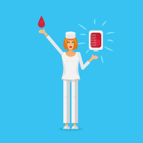 Nurse with Blood Bag vector