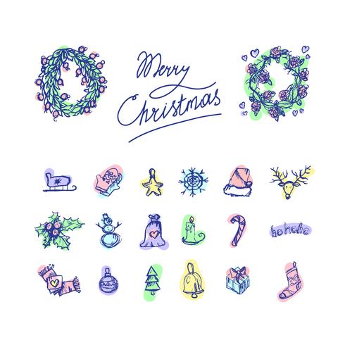 Merry Christmas icons vector