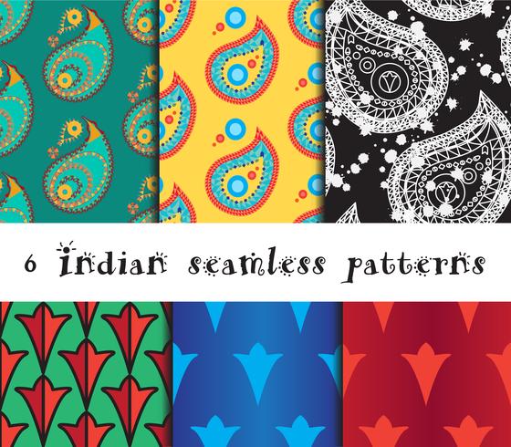 Seamless indian patterns set vector