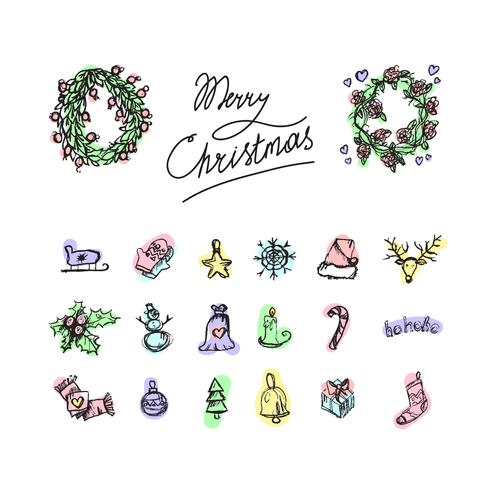 Merry Christmas icons vector