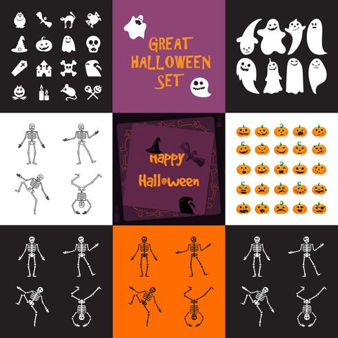 Conjunto de iconos de halloween vector
