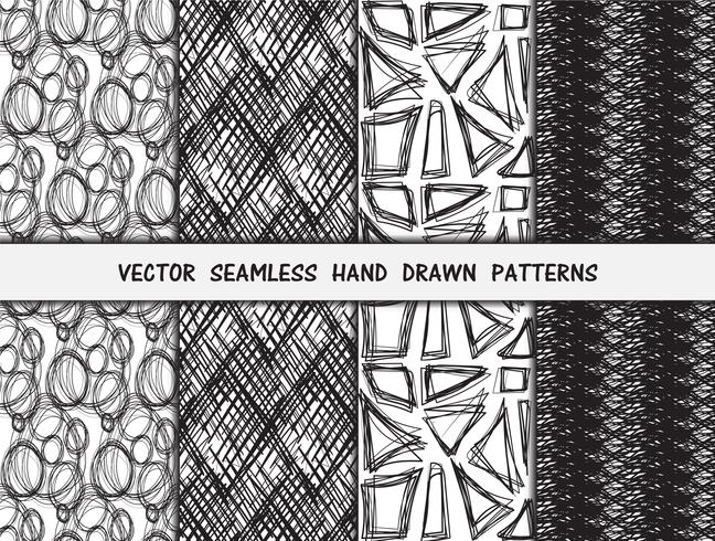 Hand drawn seamless patterns set vector