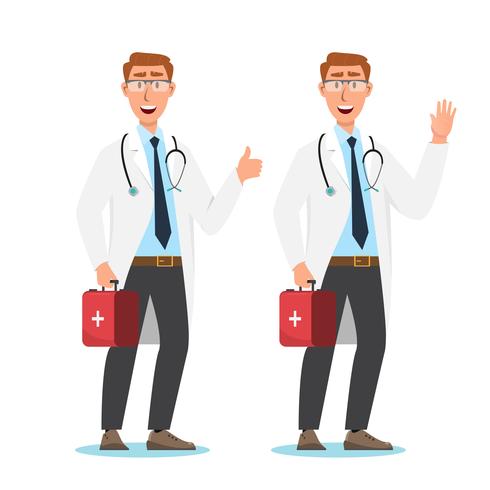 Set of doctor cartoon characters. Medical staff team concept vector