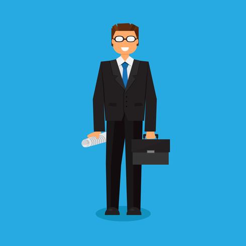 Successful businessman with a suitcase vector
