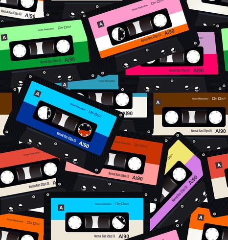 Seamless pattern with old audio cassettes  vector