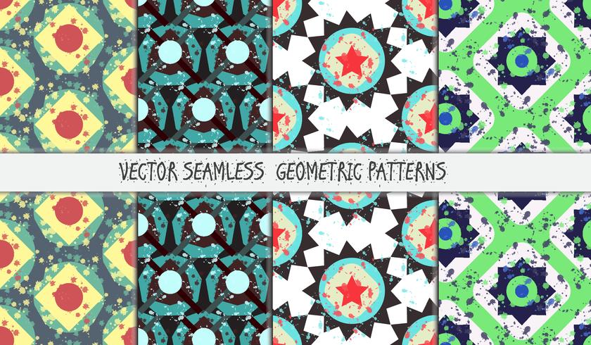 Conjunto de patrones sin fisuras geométricos coloridos grunge vector