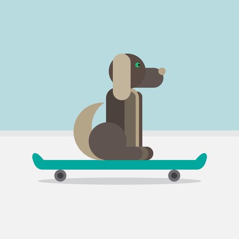 Perro sentado en una patineta vector