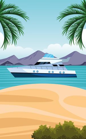 seashore landscape cartoon vector