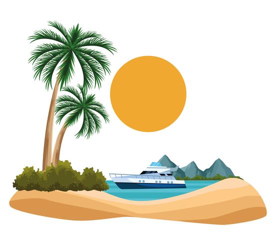 seashore landscape cartoon vector