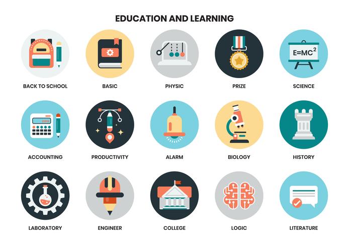 iconos de educación establecidos para el negocio vector