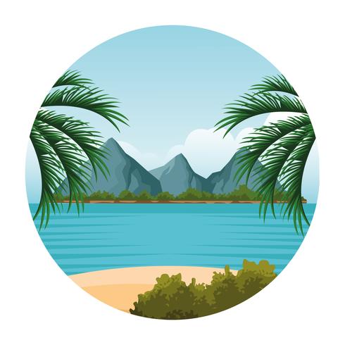 seashore landscape cartoon vector