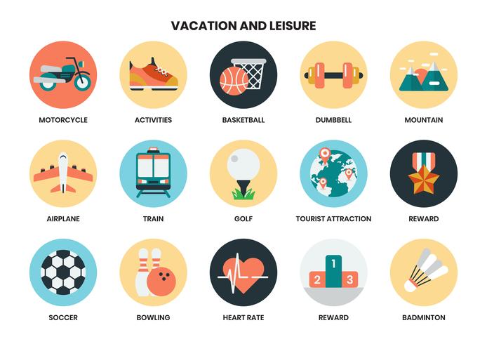 Vacation icons set for business vector