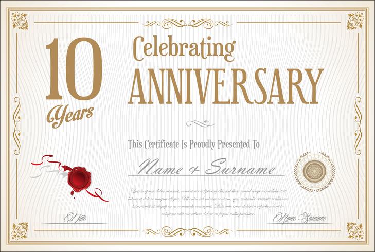 Retro vintage anniversary 10 years background vector