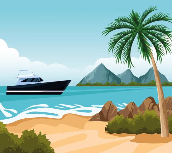 seashore landscape cartoon vector