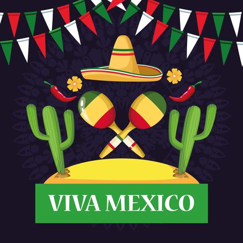 Viva mexico tarjeta de dibujos animados 657027 Vector en Vecteezy