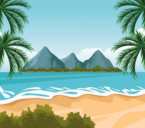 seashore landscape cartoon vector