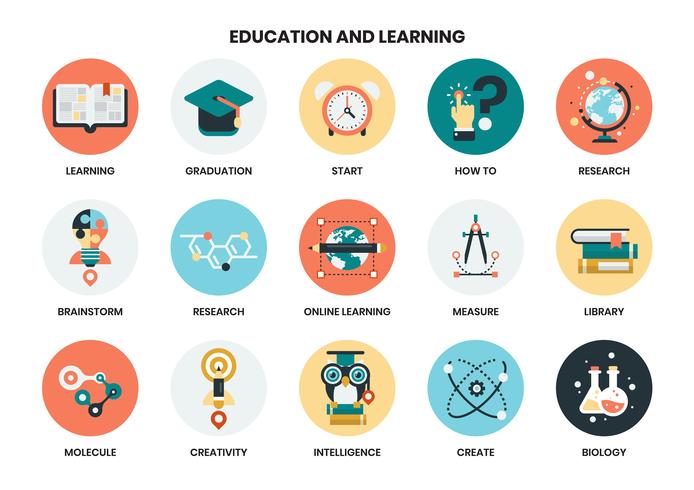 education icons set for business vector