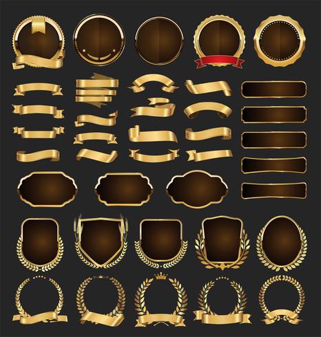 Luxury premium golden badges and labels vector