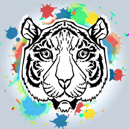 arte de línea tigre vector