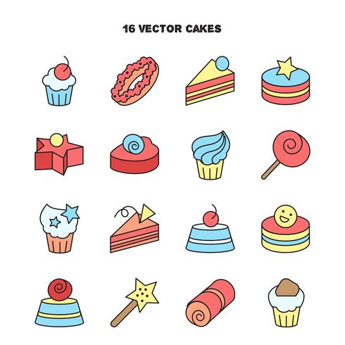 Collection of bakery and cake icons. Candy, sweet set vector