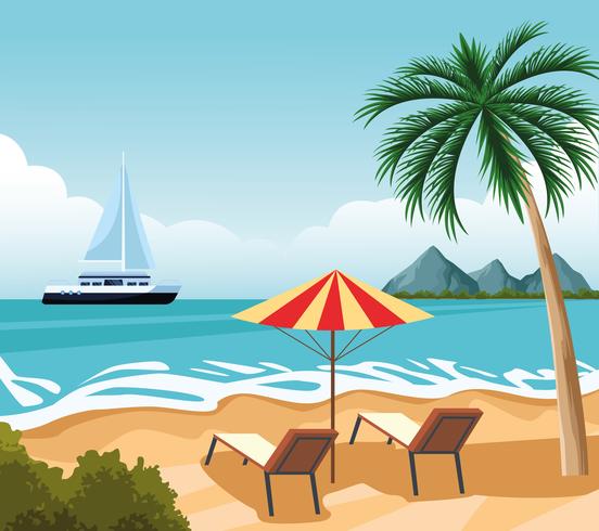 seashore landscape cartoon vector