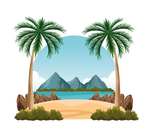 seashore landscape cartoon vector