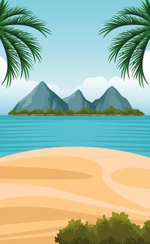 seashore landscape cartoon vector