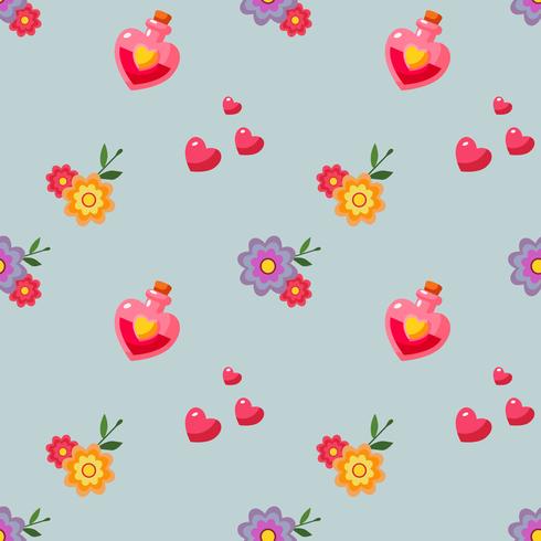 flat style happy valentines day pattern with love potion vector