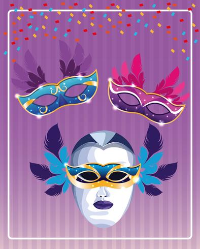 Mardi gras masks vector