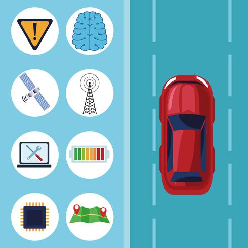 GPS concepto de servicio de coche de ubicación vector