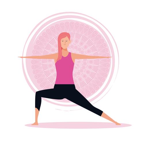 mujer en posturas de yoga vector