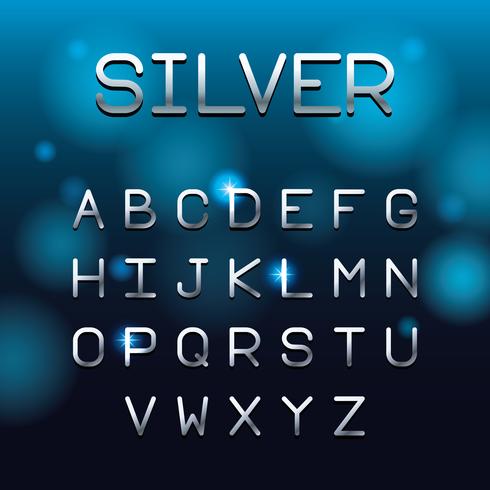 Silver font letters alphabet vector